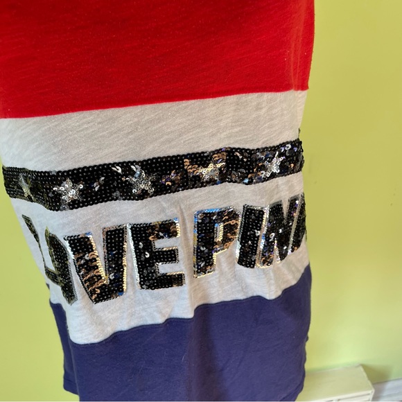 PINK VICTORIAS SECRET RED WHITE AND BLUE SEQUIN TANK TOP SIZE XS - Picture 5 of 6
